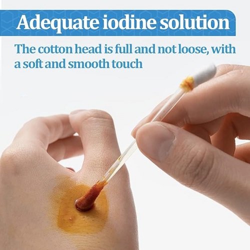 100 Iodine Swabs Individually Wrapped Disposable Supplies Medical Iodine Swabs for Nose Care
