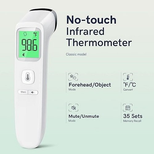 No-Touch Thermometer for Adults and Kids, Fast Accurate Digital Thermometer with Fever Alarm & Silent Mode, FSA HSA Eligible, Easy-to-use